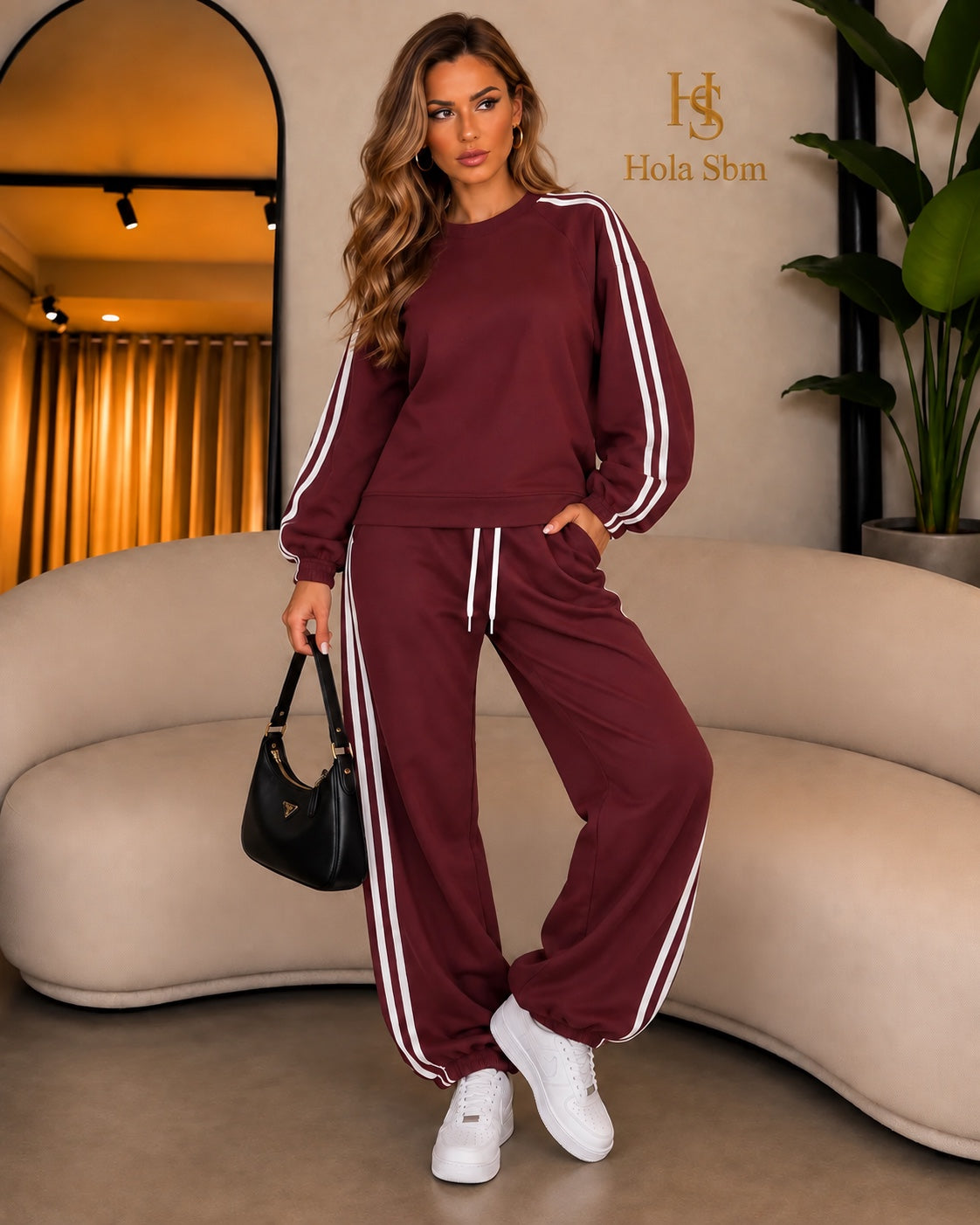 Coordset Ruby bordeaux e bianco