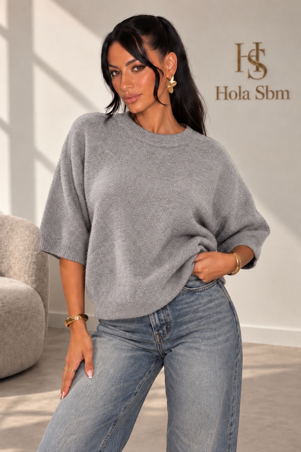 Maglia Flowers grigio