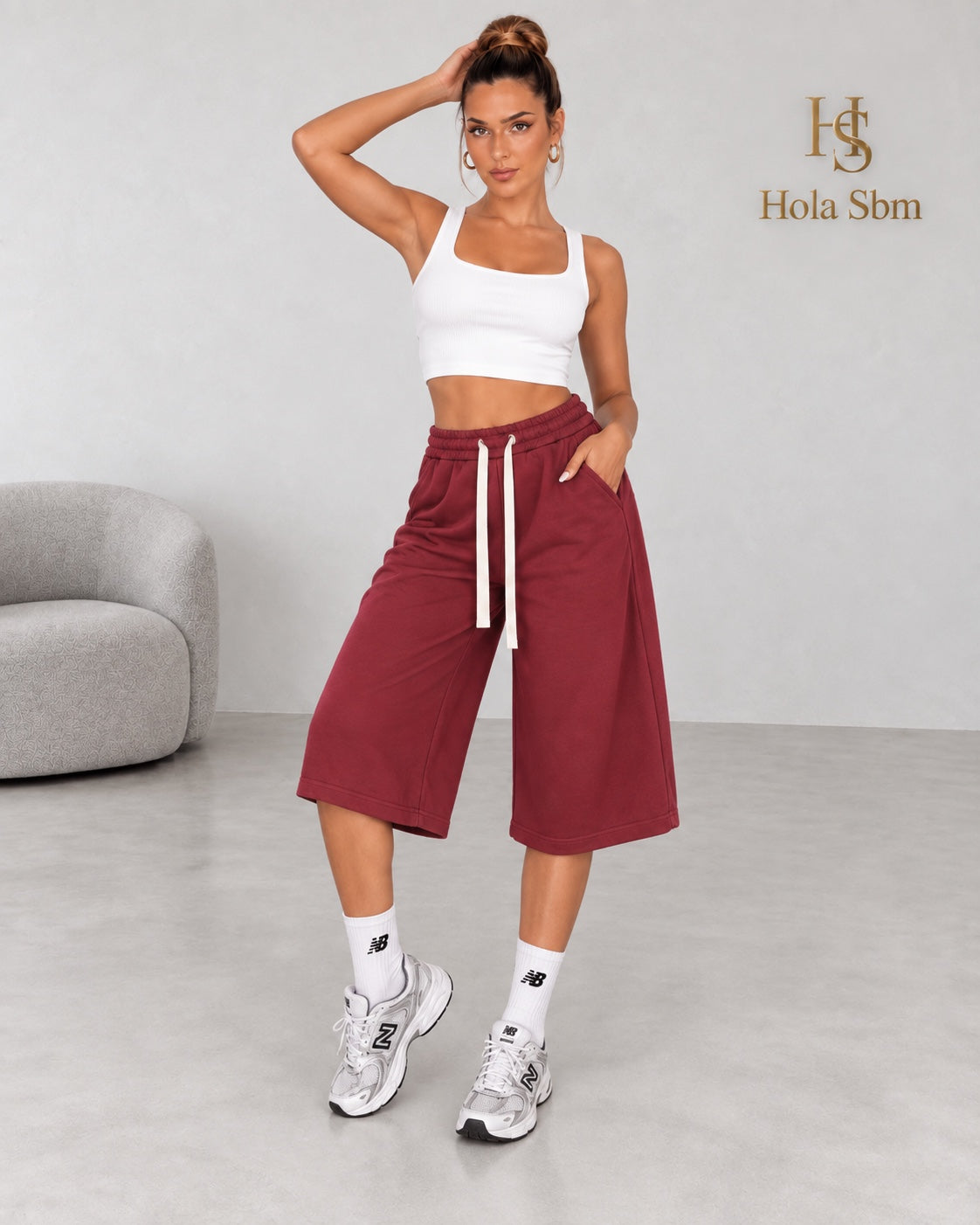 Bermuda Robyn bordeaux, vista intera indossata