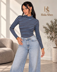 Body Miren a righe Azzurro/Testa di moro - Hola SBM
