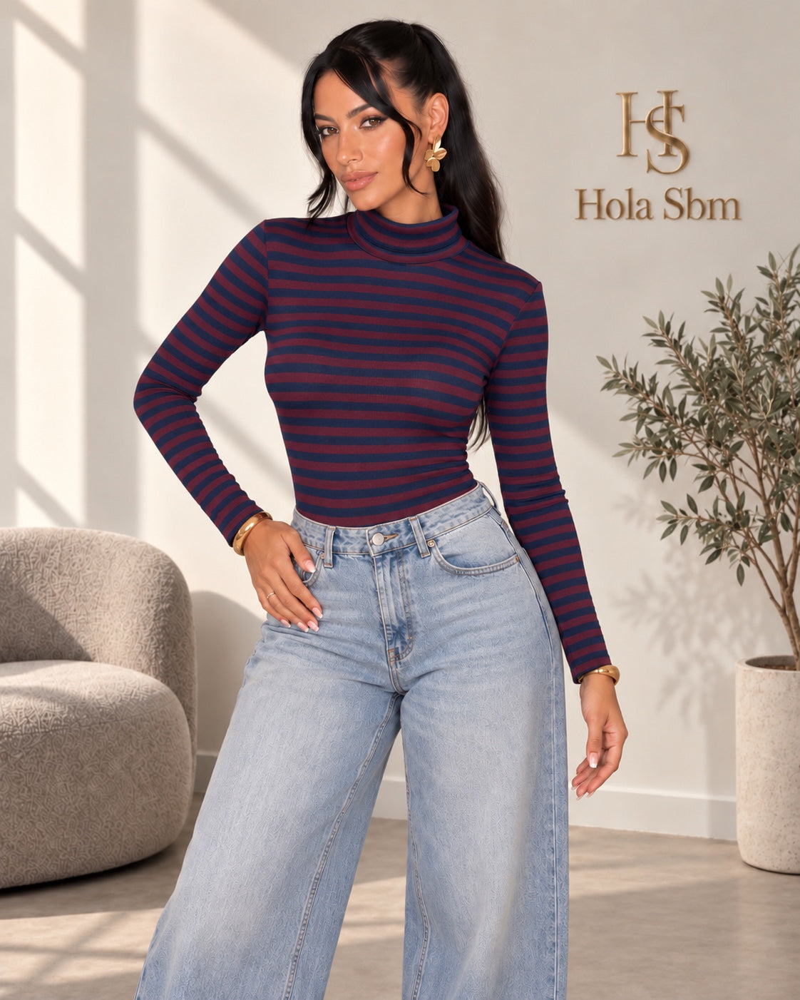 Body Miren a righe Blu/Bordeaux - Hola SBM