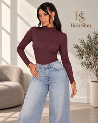Body Miren a righe Bordeaux/Grigio - Hola SBM