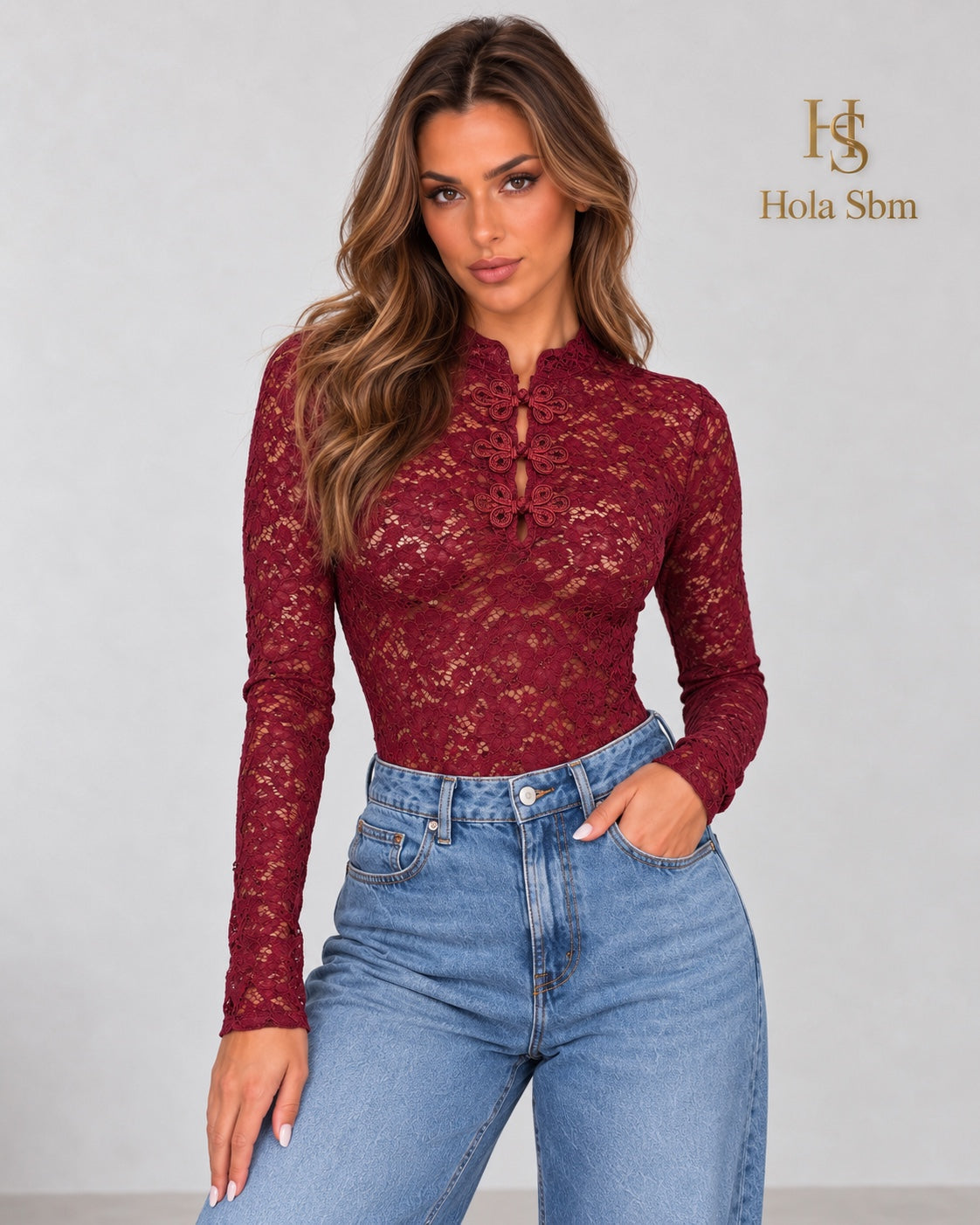 Body Rim bordeaux in pizzo