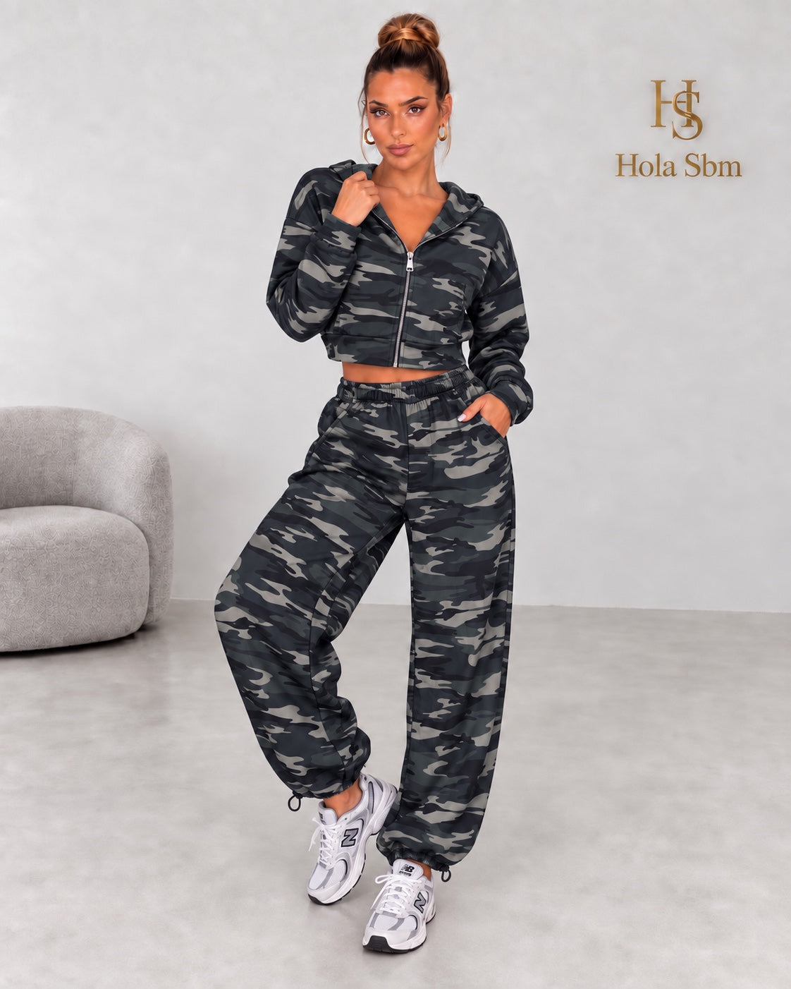 Coordset Jalila verde militare camouflage