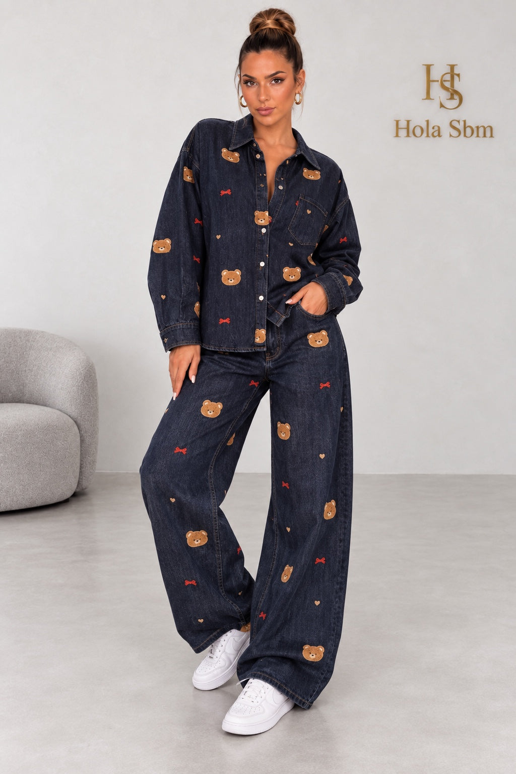 Coordset Lory denim scuro - look completo