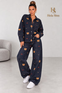 Coordset Lory denim scuro - look completo