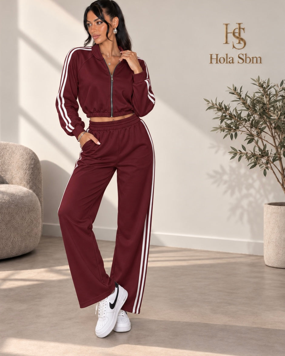 Coordset Marika bordeaux con bande bianche - Hola SBM
