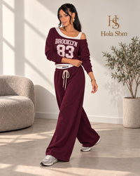 Coordset Mika bordeaux - felpa Brooklyn 83 e pantalone ampio