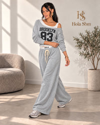 Coordset Mika grigio - felpa Brooklyn 83 e pantalone ampio