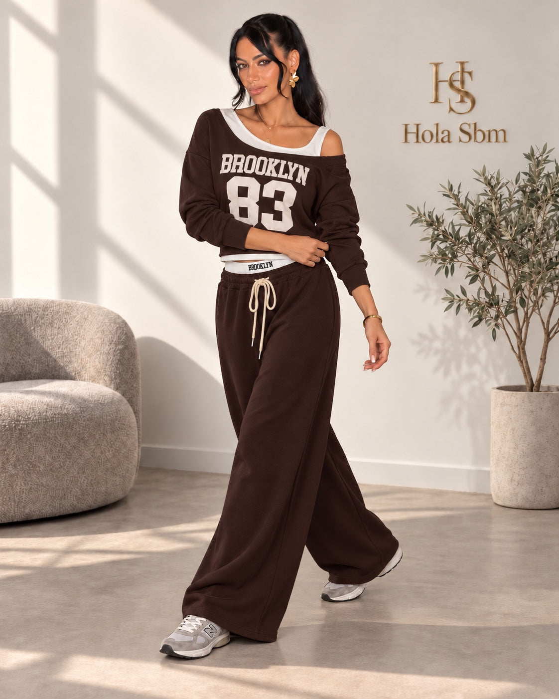 Coordset Mika testa di moro - felpa Brooklyn 83 e pantalone ampio
