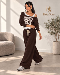 Coordset Mika testa di moro - felpa Brooklyn 83 e pantalone ampio