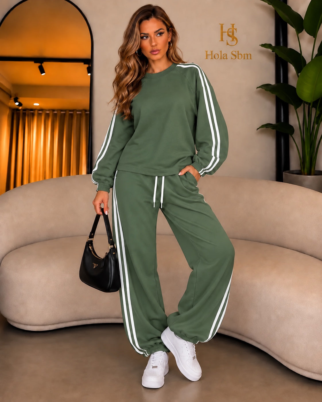 Coordset Ruby verde militare e bianco