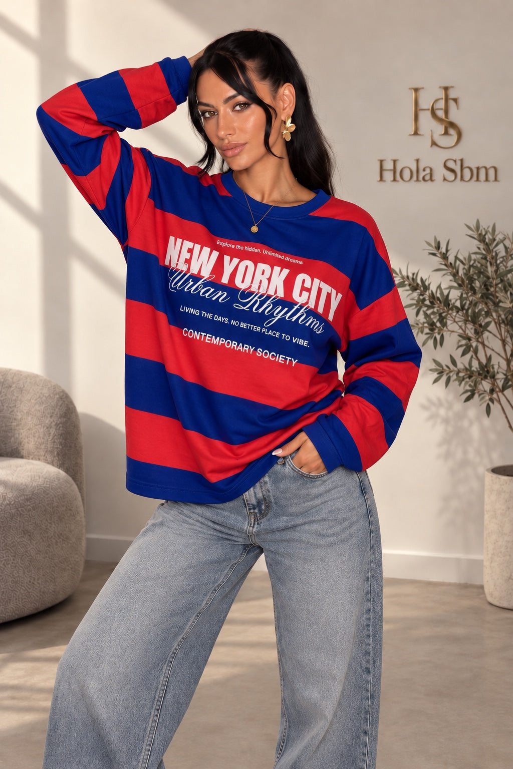Felpa Hudson Blu/Rosso