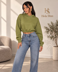 Felpa Luvyra Verde oliva indossata