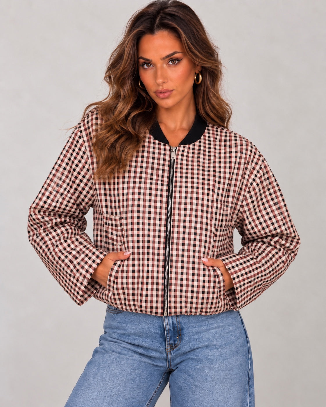 Jacket Dens rosa a quadretti