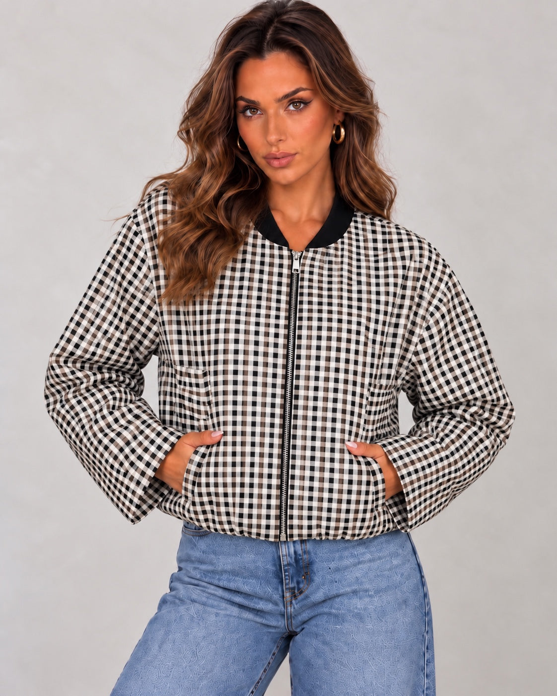 Jacket Dens nera a quadretti