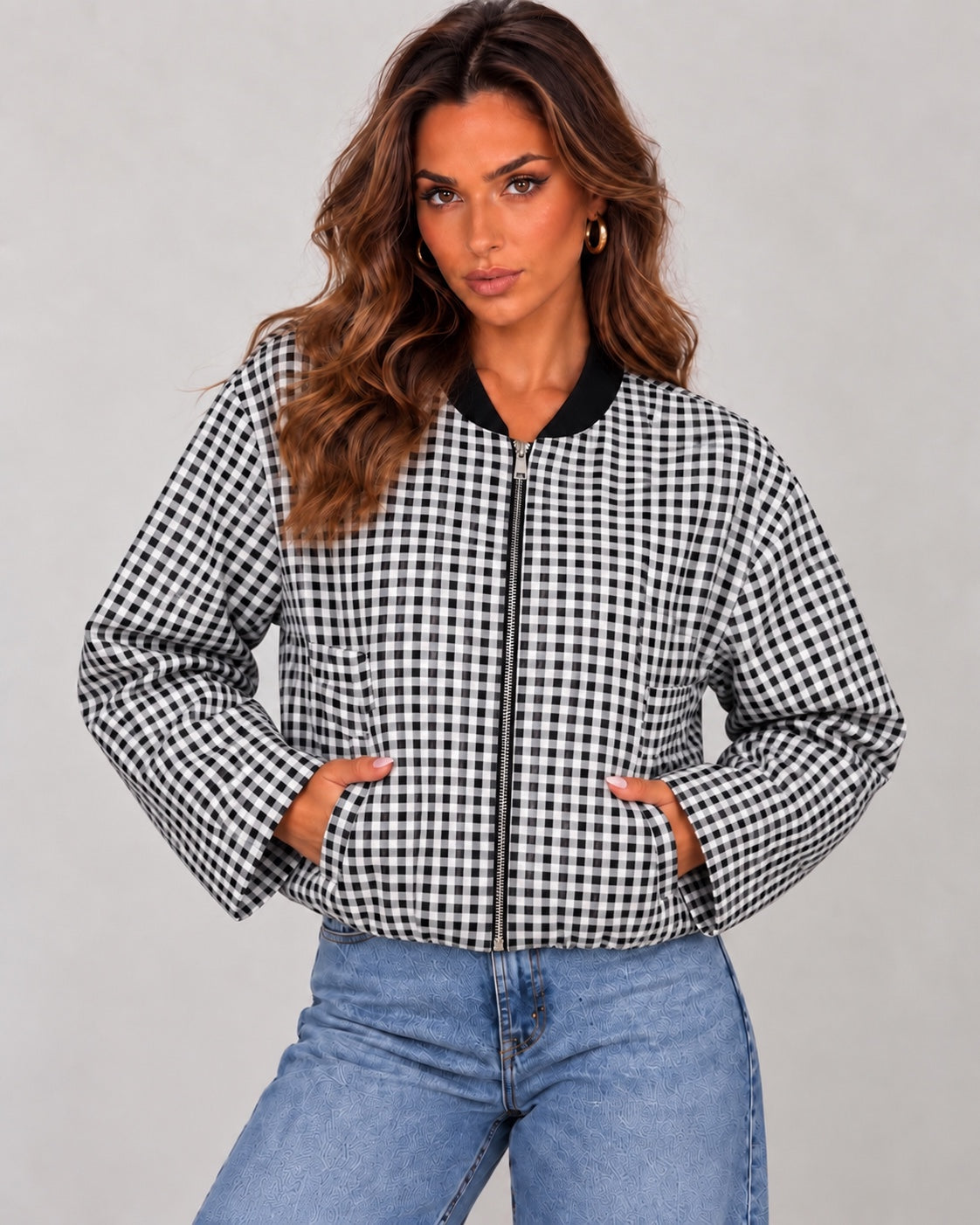 Jacket Dens nera a quadretti