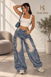 Jeans Blob blu indossato