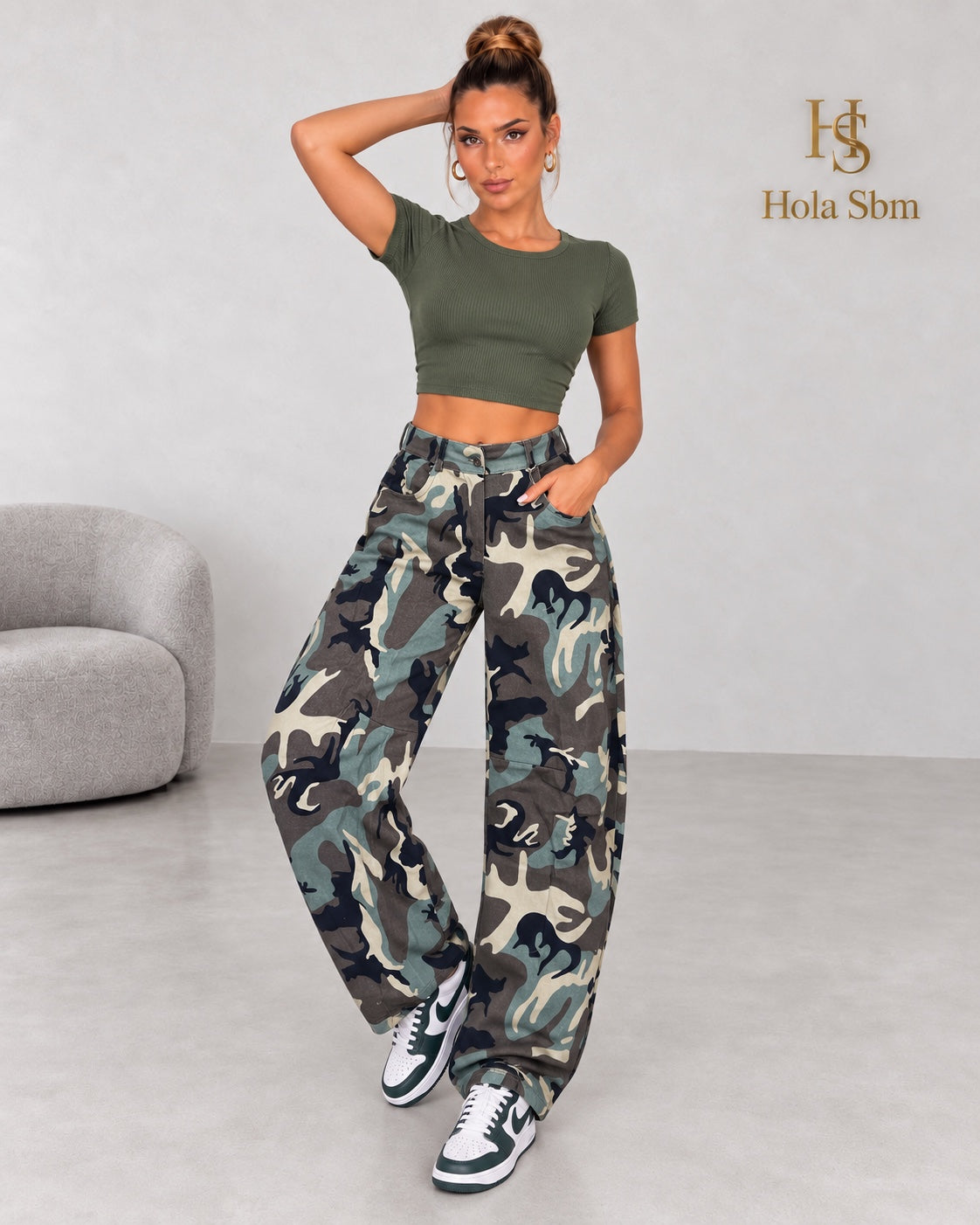 Jeans Marwa camouflage - vista frontale