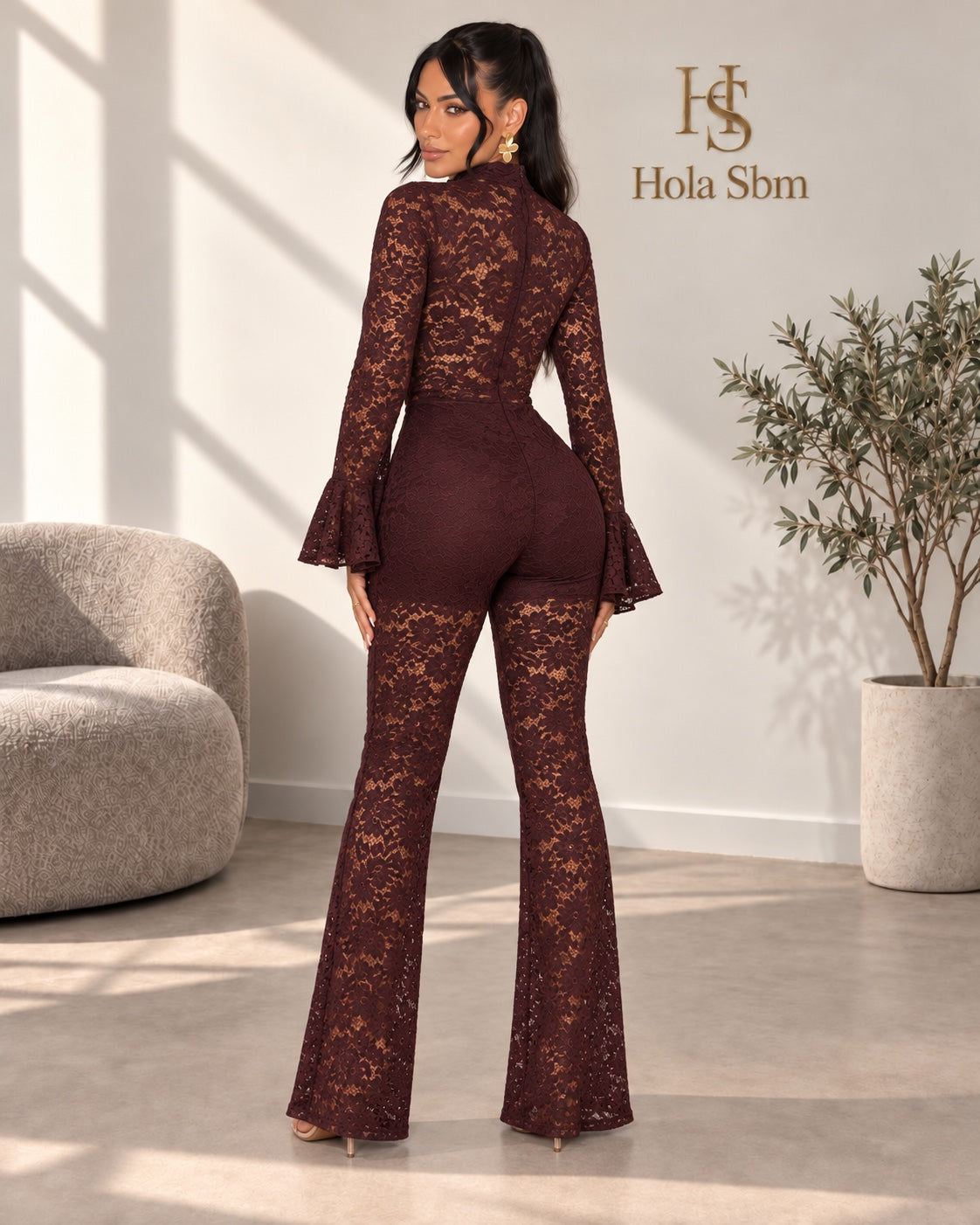 Jumpsuit Morgana bordeaux - vista posteriore