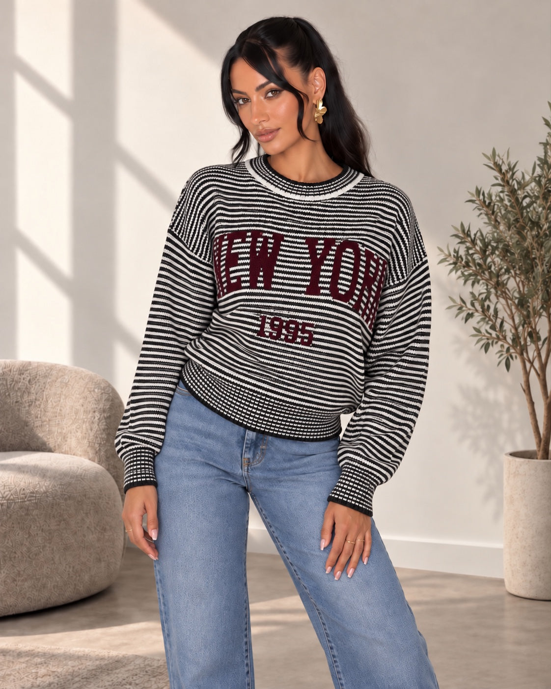 Maglia Magda - Nero/Bordeaux