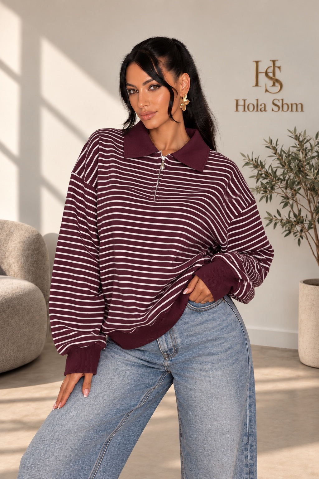 Maglia Norvella Bordeaux/Bianco