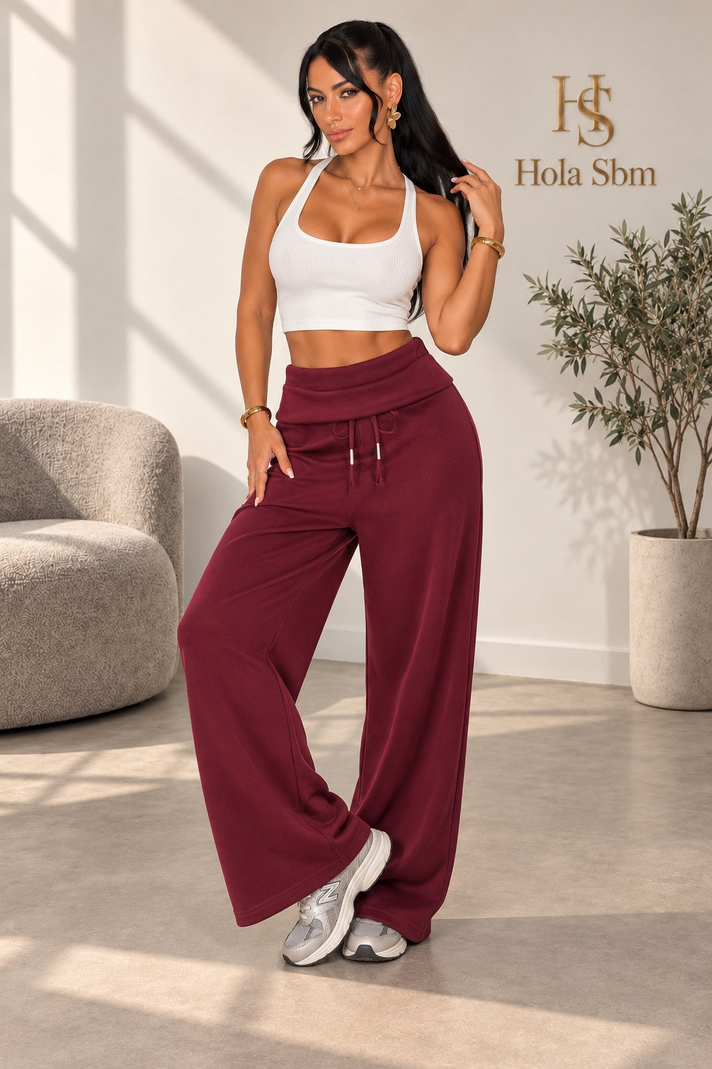 Pantalone Nolia Bordeaux indossato