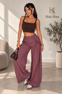 Pantalone Tartan bordeaux indossato