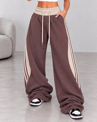 Pantalone Zhara marrone con contrasti champagne