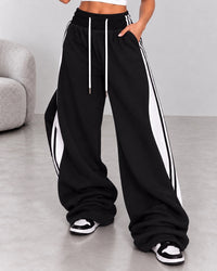 Pantalone Zhara nero con contrasti bianchi
