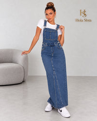 Salopette Kalisa denim blu - fronte