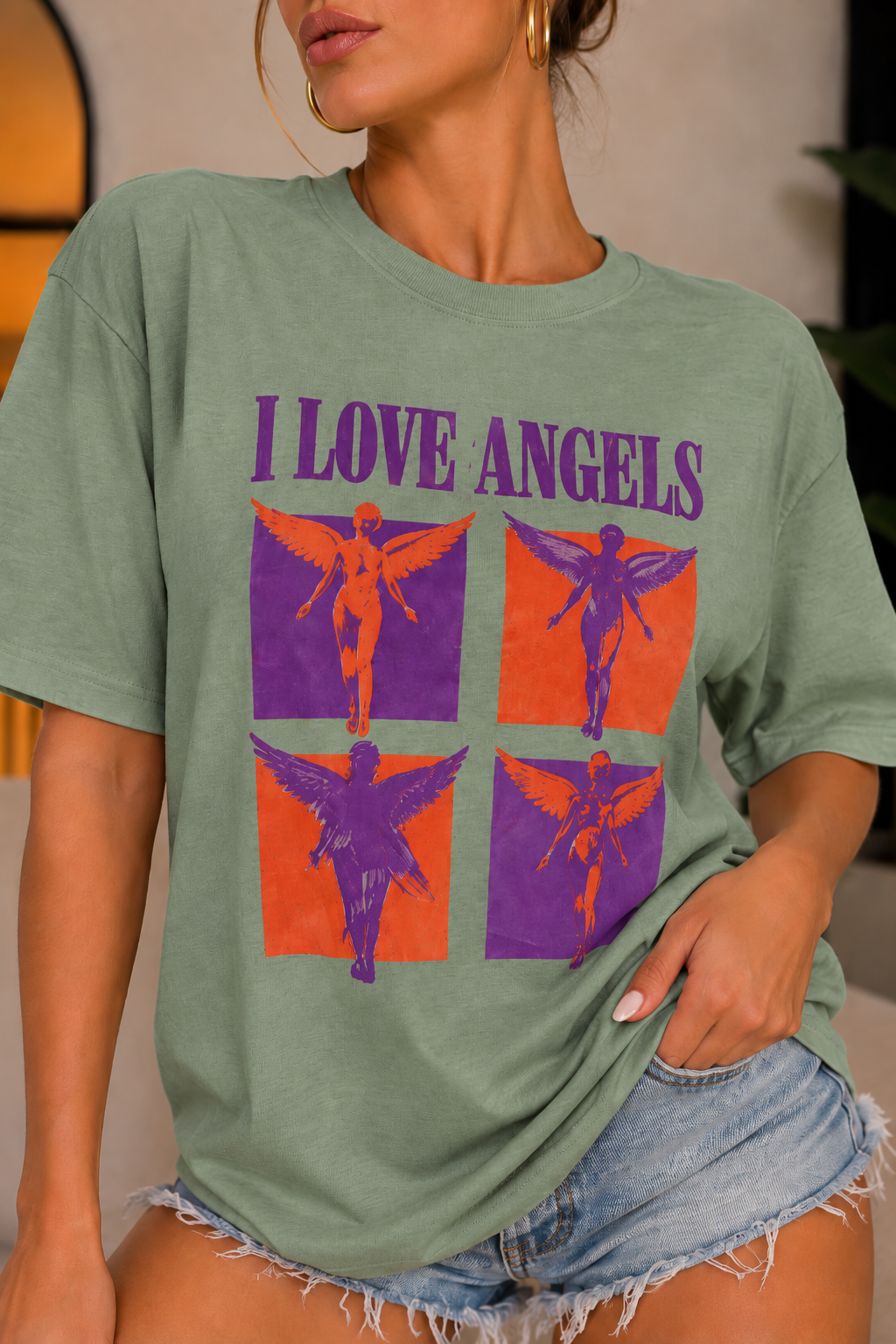 T-Shirt WINGS verde salvia